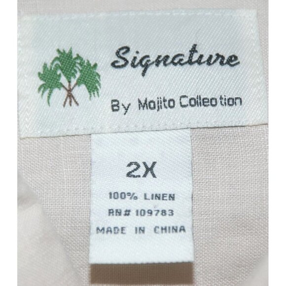 Signature By Mojito Collection Men's Linen Shirt Size 2X Guayabera Button Up SS - Picture 7 of 7